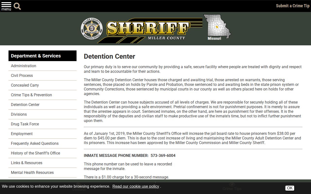 Miller County Detention Center release and facility information