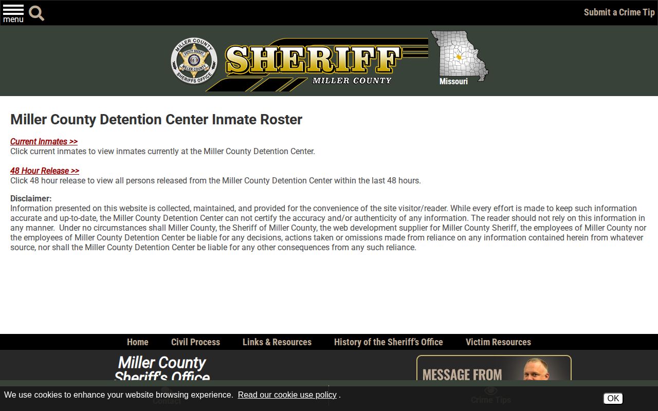 Miller County released inmate roster selector